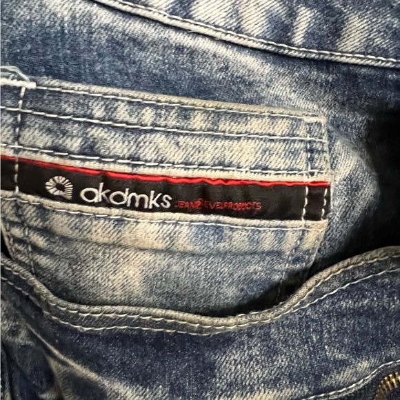 Mens Akademiks size 46 moto denim jean shorts zipper pockets - Picture 3 of 4
